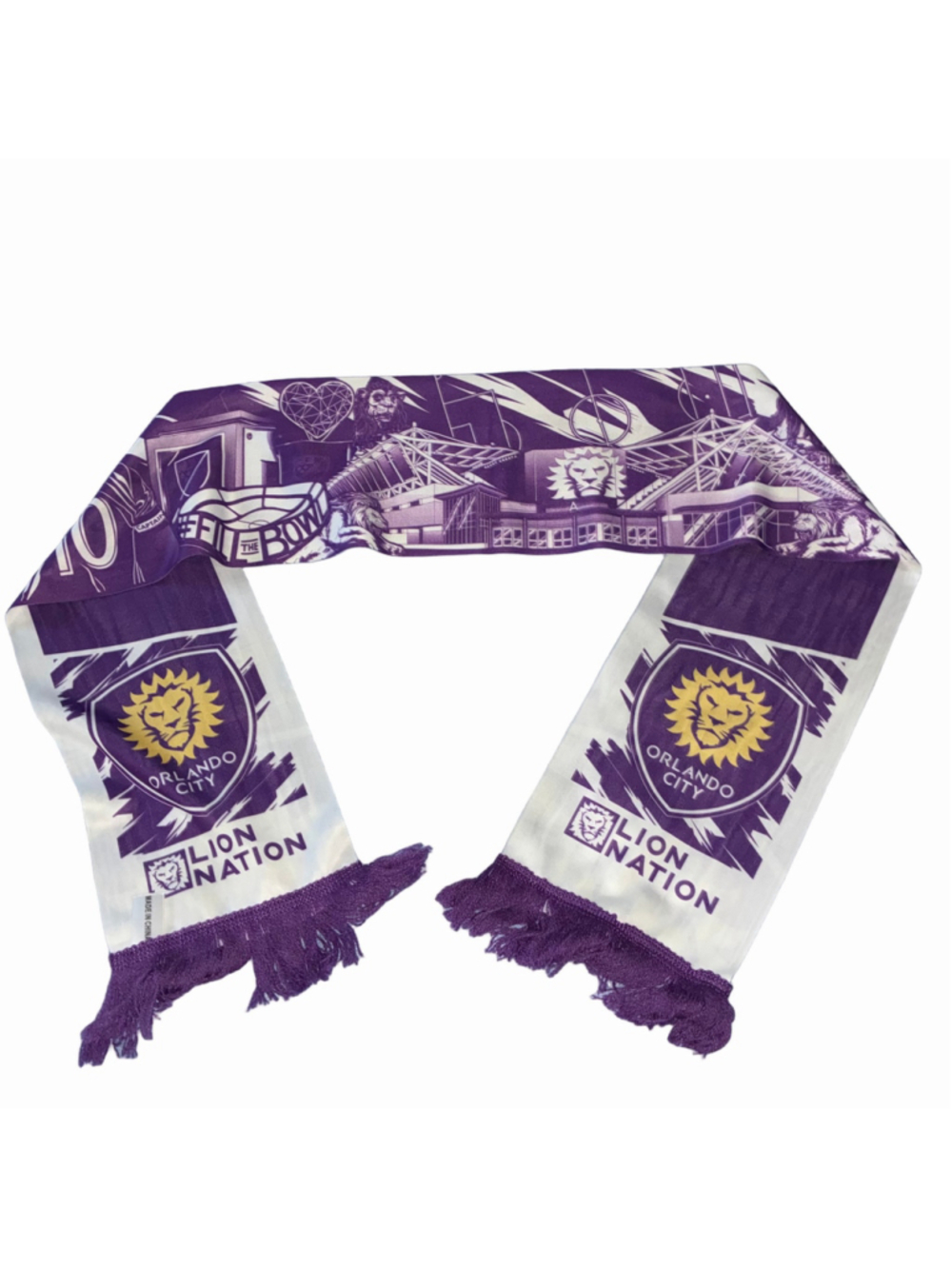 Men's Orlando City Soccer Scarf Set of 2 Lion Natipn Lightweight Purple White